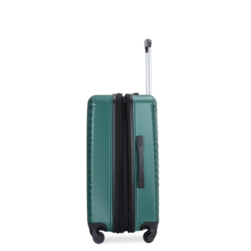 Expandable 3 Piece Luggage Sets PC Lightweight Suitcase with Two Hooks, Spinner Wheels, TSA Lock, (20/24/28), Green